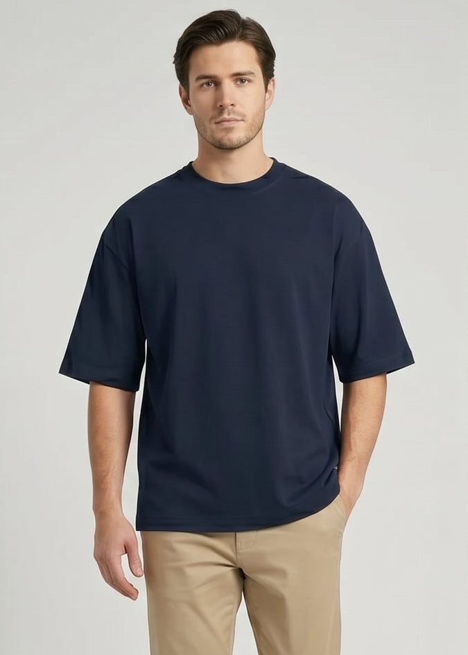 Navy Blue everyday essential oversized t-shirt.