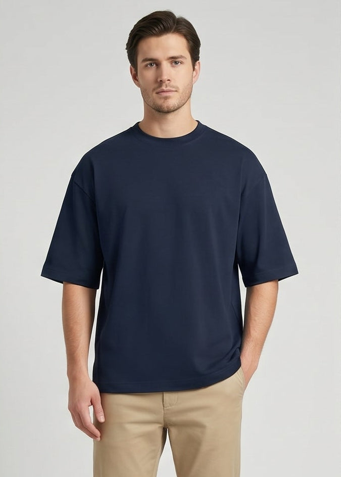 Navy Blue everyday essential oversized t-shirt.